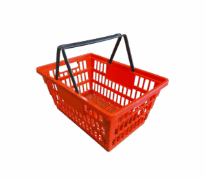 Panier de magasinage, panier à main en plastique, rouge/noir